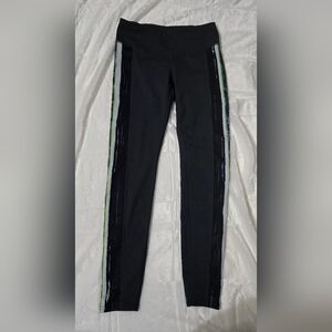 Athleta Black Leggings with Green and White Accents